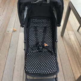 Sitzauflage für "Maclaren " , Baumwollstoff schwarz mit Sternen