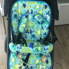 Set für  "Joie " ,Baumwollstoff “ Elefanten auf mint “