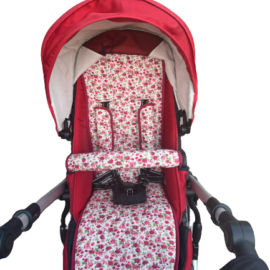 Set für "Britax " , Baumwollstoff “ Wildblumen rosa,rot,pink"