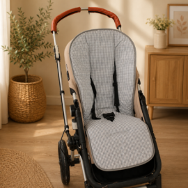 Sitzauflage für "Bugaboo " ,Vichy-Karo grau/weiß
