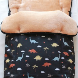 Fußsack für  "Joie" ,  Wasserdichter Stoff , softshell Dinos /Fleece beige