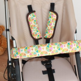 Bügelbezug mit passenden Gurtpolstern ,Kreise grün und beige