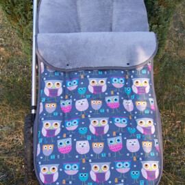 Fußsack für  "Bugaboo ",  Baumwolle Eulen, pink/grau