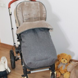 Wasserdicht !Fußsack für  "Joie" , Softshell Fischgrätmuster dunkelgrau/beige