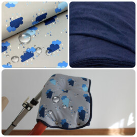 Wasserdicht ,Softshell Kinderwagenmuff für Buggy , grau mit Wolken