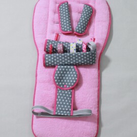 Set für den Sportsitz des  "ABC Design ", grauer Stoff mit Sternen /Frottee pink