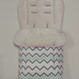 Fußsack für "Baby Jogger " , ZigZag grau/rosa /Fleece beige
