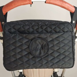 Wasserdicht !Gesteppte  Kinderwagentasche ,passt für alle Kinderwagen! schwarz
