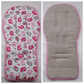 Sitzauflage für "Joolz", Vogel grau/pink