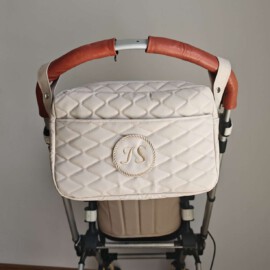 Wasserdicht !Gesteppte  Kinderwagentasche ,passt für alle Kinderwagen! beige