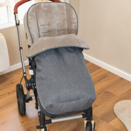 Wasserdicht !Fußsack für "Joie" , Softshell Fischgrätmuster dunkelgrau/beige