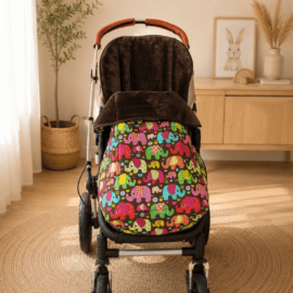Fußsack für "Cybex " , Baumwollstoff “ Elefanten auf braun “