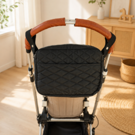 Wasserdicht !Gesteppte Kinderwagentasche ,passt für alle Kinderwagen! schwarz