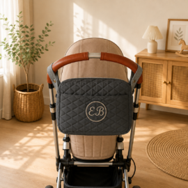 Wasserdicht !Gesteppte  Kinderwagentasche ,passt für alle Kinderwagen! dunkelgrau