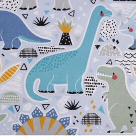 Baumwollstoff “ Dinos auf blau"