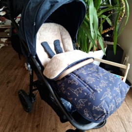 Fußsack für  "Joie" ,  Wasserdichter Stoff , softshell Dinos /Fleece beige