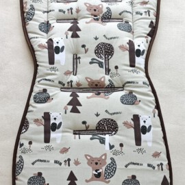 Sitzauflage für "Joie " ,Teddybären, Füchse, Igel auf beige