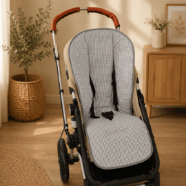 Sitzauflage für "Bugaboo " ,Vichy-Karo grau/weiß