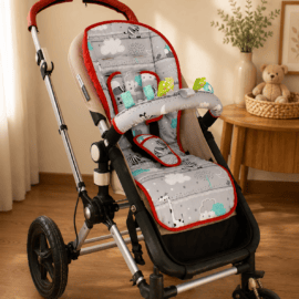 Set für "Bugaboo ", Baumwollstoff “Tiere auf grau „